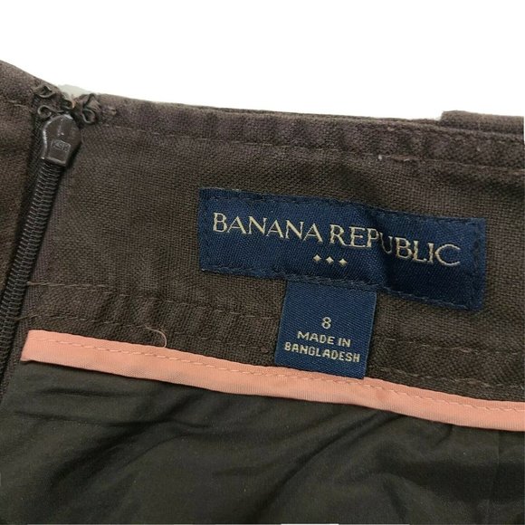 BANANA REPUBLIC Solid Brown Linen Cotton Skirt 8 - Picture 2 of 5